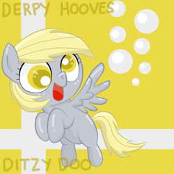 Size: 708x708 | Tagged: safe, artist:felixpheonix66, derpy hooves, pegasus, pony, bubble, cute, female, mare, solo