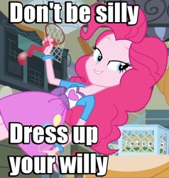 Size: 650x684 | Tagged: safe, pinkie pie, equestria girls, balloon, image macro, implied condom, safe sex, sex education, the more you know