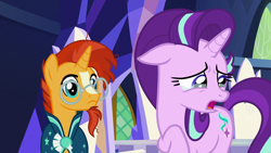 Size: 1920x1080 | Tagged: safe, screencap, starlight glimmer, sunburst, pony, unicorn, uncommon bond, crying, floppy ears