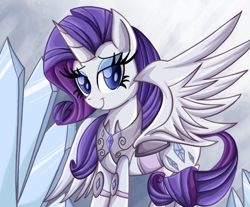 Size: 990x820 | Tagged: safe, artist:daniel-sg, rarity, alicorn, pony, alicornified, armor, armorarity, race swap, raricorn, solo