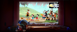 Size: 612x254 | Tagged: safe, derpy hooves, pegasus, pony, bad edit, crossover, disney, female, get a horse, mare, mickey mouse, minnie mouse, obligatory pony, oswald the lucky rabbit, peg-leg pete