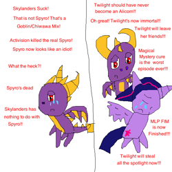 Size: 600x600 | Tagged: safe, artist:hoodlumcynder, derpibooru import, twilight sparkle, twilight sparkle (alicorn), alicorn, pony, 1000 hours in ms paint, alicorn drama, drama, immortality blues, ms paint, sad, skylanders, spyro the dragon