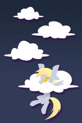 Size: 640x960 | Tagged: safe, artist:yikomega, derpy hooves, pegasus, pony, cloud, cloudy, female, gradient background, mare, solo