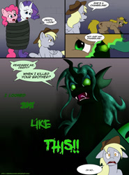 Size: 947x1280 | Tagged: safe, artist:digoraccoon, derpy hooves, pinkie pie, rarity, changeling, pegasus, pony, unicorn, comic, female, hat, judge doom, mare, parody, rope, who framed roger rabbit