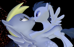 Size: 1600x1024 | Tagged: safe, artist:viranimation, derpy hooves, rumble, pegasus, pony, 3d, cute, derp, derpumble, female, gmod, kissing, male, mare, shipping, straight, straight shota