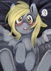 Size: 650x897 | Tagged: safe, artist:ende26, derpy hooves, pegasus, pony, 30 minute art challenge, blushing, female, mare, solo