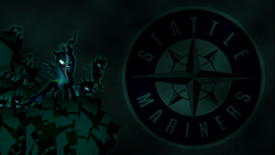 Size: 3000x1688 | Tagged: safe, artist:baxtermega, edit, queen chrysalis, changeling, changeling queen, baseball, mlb, seattle mariners, sports, wallpaper, wallpaper edit