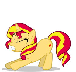 Size: 3865x3700 | Tagged: safe, artist:retropony, sunset shimmer, pony, simple background, solo, stretching, transparent background, vector