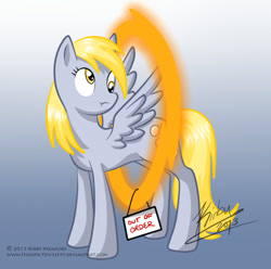 Size: 800x795 | Tagged: safe, artist:hinata-teh-lefty, derpy hooves, pegasus, pony, female, mare, portal, solo