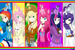 Size: 6000x4000 | Tagged: safe, artist:wolfiefrompoland, derpibooru import, angel bunny, applejack, fluttershy, pinkie pie, rainbow dash, rarity, twilight sparkle, twilight sparkle (alicorn), alicorn, human, eared humanization, horned humanization, human ponidox, humanized, winged humanization