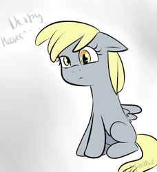 Size: 853x937 | Tagged: safe, artist:katedoof, derpy hooves, pegasus, pony, blank flank, female, mare, sitting, solo