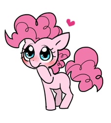 Size: 500x550 | Tagged: safe, artist:bartolomeus_, pinkie pie, earth pony, pony, blushing, cute, diapinkes, female, heart, mare, simple background, solo, white background