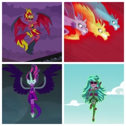 Size: 3264x3264 | Tagged: safe, edit, edited screencap, screencap, adagio dazzle, aria blaze, gaea everfree, gloriosa daisy, midnight sparkle, sci-twi, sonata dusk, sunset satan, sunset shimmer, twilight sparkle, siren, equestria girls, equestria girls (movie), friendship games, legend of everfree, rainbow rocks, antagonist, equestria's monster girls