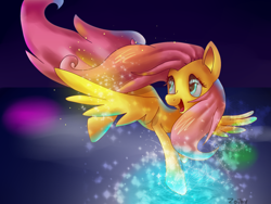 Size: 1600x1200 | Tagged: safe, artist:zoiby, fluttershy, pegasus, pony, female, mare, pink mane, solo, yellow coat