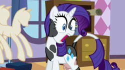 Size: 602x338 | Tagged: safe, edit, edited screencap, screencap, rarity, cow, cowified, raricow, solo, species swap, udder