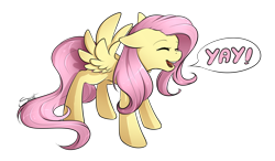 Size: 1486x867 | Tagged: safe, artist:secret-pony, fluttershy, pegasus, pony, simple background, solo, yay