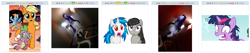 Size: 1332x284 | Tagged: safe, derpibooru import, dj pon-3, octavia melody, rarity, twilight sparkle, vinyl scratch, earth pony, pony, unicorn, exploitable meme, hoers mask, juxtaposition, juxtaposition win, konami, silent hill