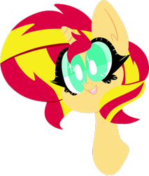 Size: 394x462 | Tagged: safe, artist:pondee, sunset shimmer, pony, unicorn, bust, cute, female, lineless, mare, open mouth, portrait, shimmerbetes, simple background, smiling, solo, transparent background