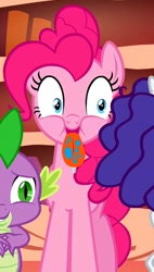 Size: 535x942 | Tagged: safe, screencap, pinkie pie, earth pony, pony, bridle gossip, cropped, poison joke, smiling, spitty pie, tongue out