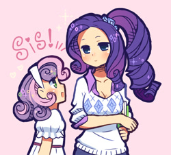 Size: 715x646 | Tagged: safe, artist:hinohimesan, rarity, sweetie belle, human, humanized, light skin, ponytail