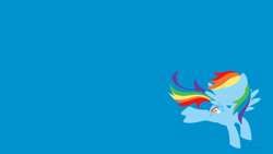 Size: 1920x1080 | Tagged: safe, artist:matsumayu, derpibooru import, rainbow dash, pegasus, pony, blue background, cutie mark, female, hooves, lineless, mare, minimalist, modern art, simple background, solo, spread wings, wallpaper, wings