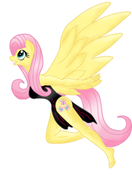 Size: 1024x1371 | Tagged: dead source, safe, artist:goldwing93, fluttershy, anthro, plantigrade anthro, barefoot, clothes, dress, feet, flying, open mouth, simple background, smiling, solo, spread wings, white background
