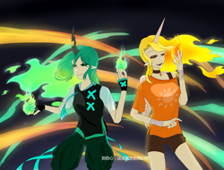 Size: 4096x3112 | Tagged: safe, artist:白乌鸦之翼, daybreaker, queen chrysalis, human, alternate universe, chinese, humanized