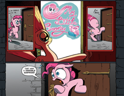 Size: 500x388 | Tagged: safe, pinkie pie, earth pony, pony, exploitable meme, meme, my little brony, surprise door