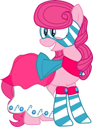 Size: 5310x7239 | Tagged: safe, artist:asdflove, masquerade, pinkie pie, earth pony, pony, absurd resolution, alternate hairstyle, clothes, dress, simple background, solo, transparent background, vector
