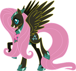 Size: 927x861 | Tagged: safe, artist:dragnmastralex, fluttershy, pegasus, pony, corrupted, nightmare, nightmare fluttershy, nightmarified, simple background, solo, transparent background, vector