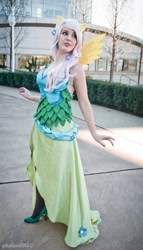 Size: 548x960 | Tagged: safe, artist:lisa-lou-who, artist:ponymonster, fluttershy, human, clothes, cosplay, dress, gala dress, irl, irl human, katsucon, photo, solo