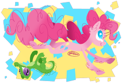 Size: 1250x850 | Tagged: safe, artist:manylizards, gummy, pinkie pie, earth pony, pony, abstract, wingding eyes