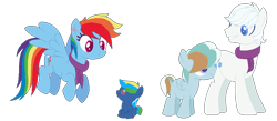 Size: 1023x445 | Tagged: safe, artist:iminitelakes, artist:selenaede, derpibooru import, double diamond, rainbow dash, oc, oc:bunny slope, oc:jack frost, earth pony, pegasus, pony, baby, baby pony, base used, clothes, colored pupils, colt, doubledash, female, filly, handsome, male, offspring, parent:double diamond, parent:rainbow dash, parents:doubledash, scar, scarf, shipping, simple background, straight, transparent background