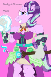 Size: 912x1376 | Tagged: safe, artist:digigex90, artist:zacatron94, starlight glimmer, anthro, unicorn, anatomically incorrect, clothes, cutie mark, dress, female, gloves, magic