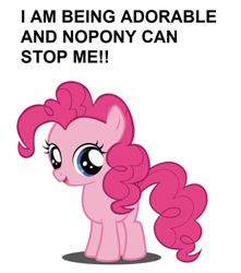 Size: 900x1017 | Tagged: safe, pinkie pie, earth pony, pony, cute, diapinkes, faic, filly, image macro, looking at you, open mouth, smiling, solo, text, truth