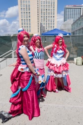 Size: 683x1024 | Tagged: safe, artist:abbystarling, artist:lilacwire, pinkie pie, human, clothes, cosplay, dress, fanimecon, gala dress, irl, irl human, photo