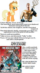 Size: 856x1550 | Tagged: safe, applejack, earth pony, pony, aquaman, comparisons, dc comics, text