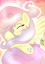 Size: 850x1200 | Tagged: safe, artist:joakaha, fluttershy, pegasus, pony, female, mare, sleeping, solo