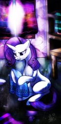 Size: 627x1263 | Tagged: safe, artist:thepipefox, rarity, pony, unicorn, crying, female, mare, purple mane, solo, white coat