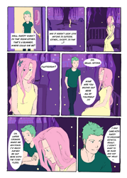 Size: 755x1057 | Tagged: safe, artist:demdoodles, fluttershy, spike, comic:measurements, comic, female, humanized, male, shipping, sparity, straight