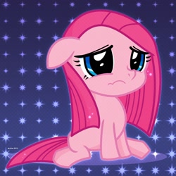 Size: 1500x1500 | Tagged: safe, artist:.mao, pinkie pie, earth pony, pony, pinkamena diane pie, pixiv, sad, solo