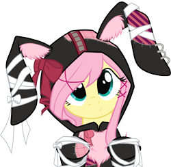 Size: 3289x3212 | Tagged: safe, artist:longren, artist:oathkeeper21, edit, fluttershy, pegasus, pony, bunny ears, bunnyshy, clothes, cute, hoodie, shyabetes, solo