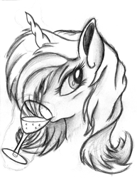 Size: 1563x2021 | Tagged: safe, artist:ancientowl, rarity, pony, unicorn, bust, monochrome, portrait, solo, traditional art