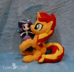 Size: 1200x1165 | Tagged: safe, artist:lanacraft, rarity, sunset shimmer, pony, equestria girls, doll, equestria girls minis, eqventures of the minis, irl, photo, plushie, tiny, toy