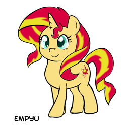 Size: 1000x1000 | Tagged: safe, artist:empyu, sunset shimmer, pony, unicorn, 30 minute art challenge, cute, female, happy, mare, shimmerbetes, smiling, solo