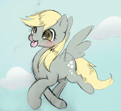 Size: 1023x936 | Tagged: safe, artist:ayahana, derpy hooves, pegasus, pony, female, mare, pixiv, solo, tongue out