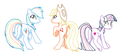 Size: 1400x600 | Tagged: safe, artist:sotoco, derpibooru import, applejack, rainbow dash, twilight sparkle, earth pony, pegasus, pony, plot, plotline