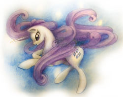 Size: 1910x1506 | Tagged: safe, artist:monikakryza, rarity, pony, unicorn, female, mare, purple mane, solo, traditional art, white coat