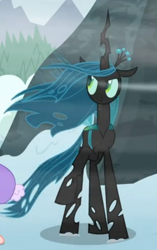 Size: 384x610 | Tagged: safe, screencap, queen chrysalis, changeling, changeling queen, frenemies (episode), cropped, solo