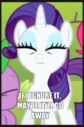 Size: 1200x1800 | Tagged: safe, edit, edited screencap, screencap, rarity, spike, dragon, pony, unicorn, caption, eyes closed, female, image macro, male, mare